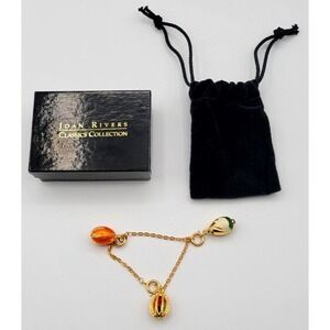 JOAN RIVERS GOLD‎ TONE BRACELET FABERGE EGG STYLE 3 CHARMS